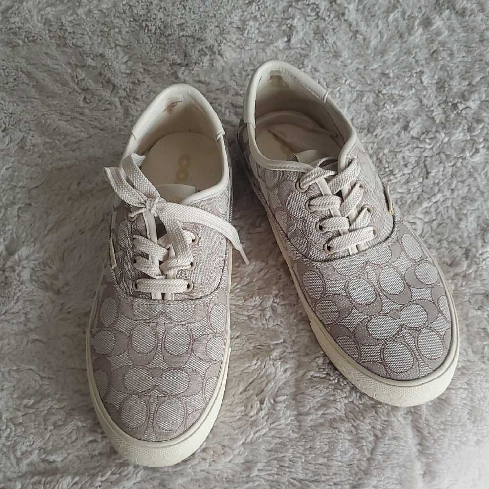Coach Beige Monogram Sneakers